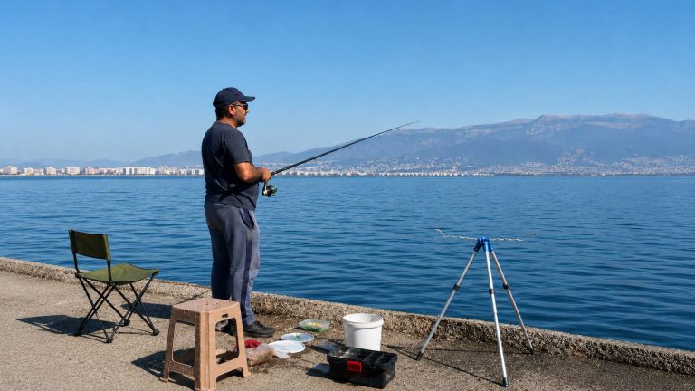amatör balıkçı ve ekipmanları